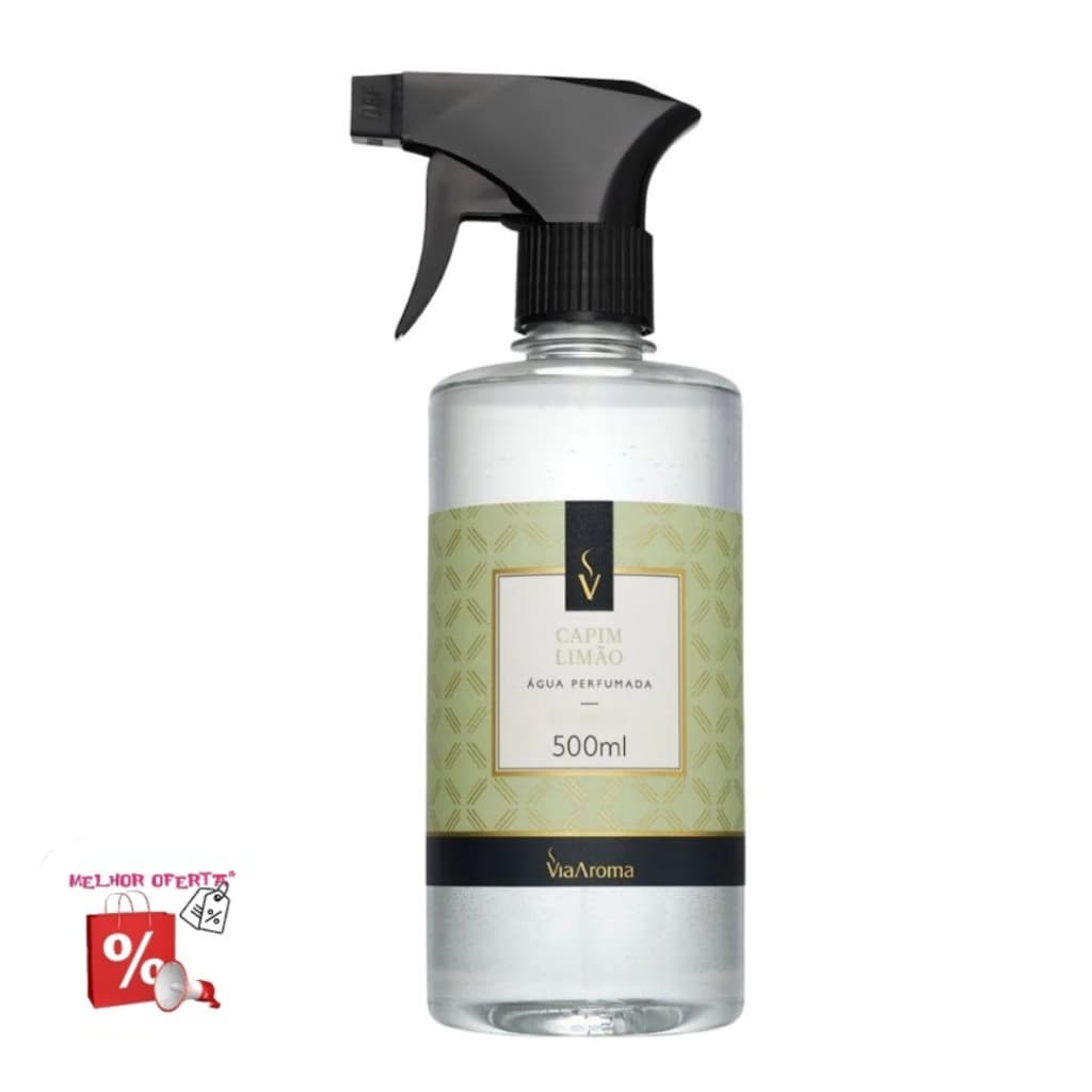 ÁGUA PERFUMADA CAPIM LIMÃO 500ML VIA AROMA SPRAY PARA TECIDO CHEIRINHO PARA CASA PERFUMADA FRAGRÂNCIA