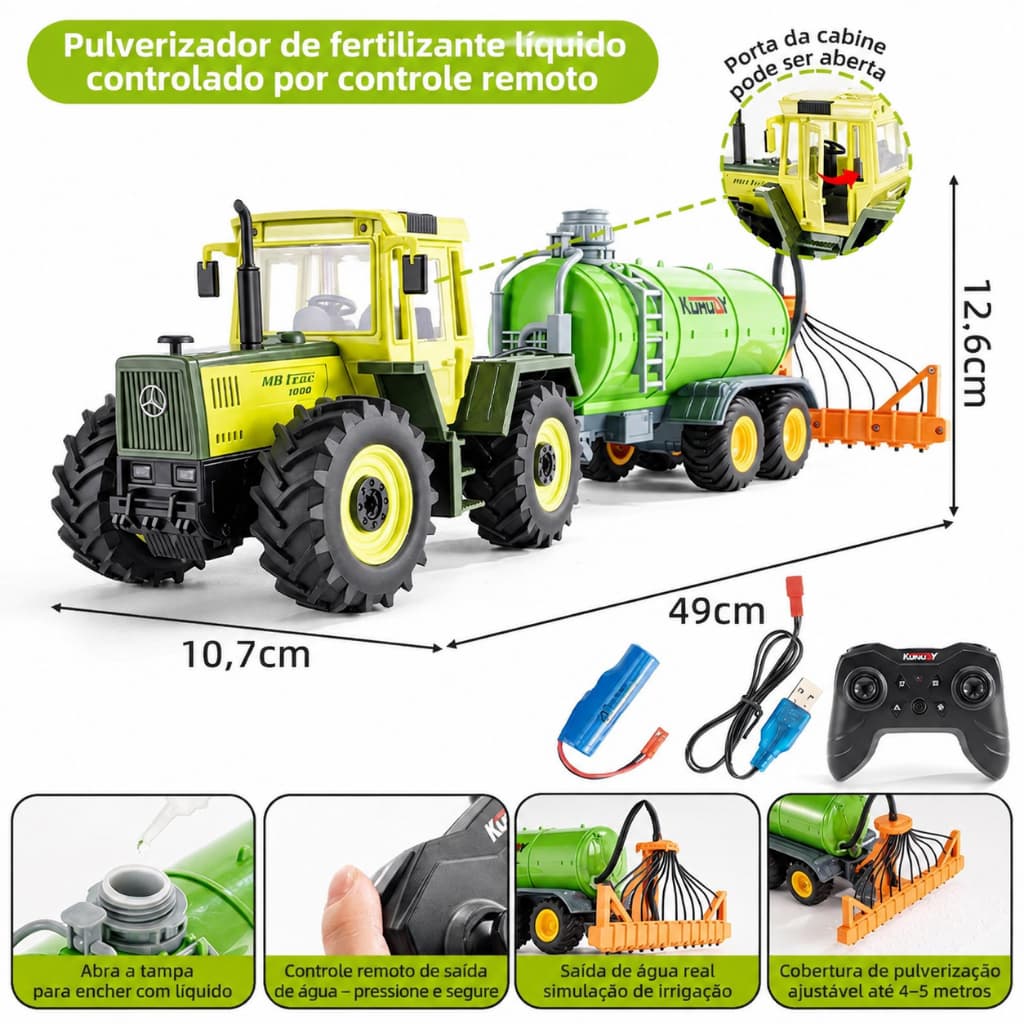 BAMIKA Mercedes-Benz MB Trac 1000 Trator de Controle Remoto Escala 1:24 com Portas Abertas e Capô Removível para Hobby