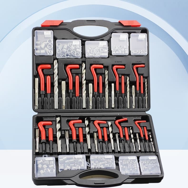 Kit Reparo de Rosca 131 Peças M3-M12 Extrator de Parafuso Inserto Rosqueado Ferramenta Profissional