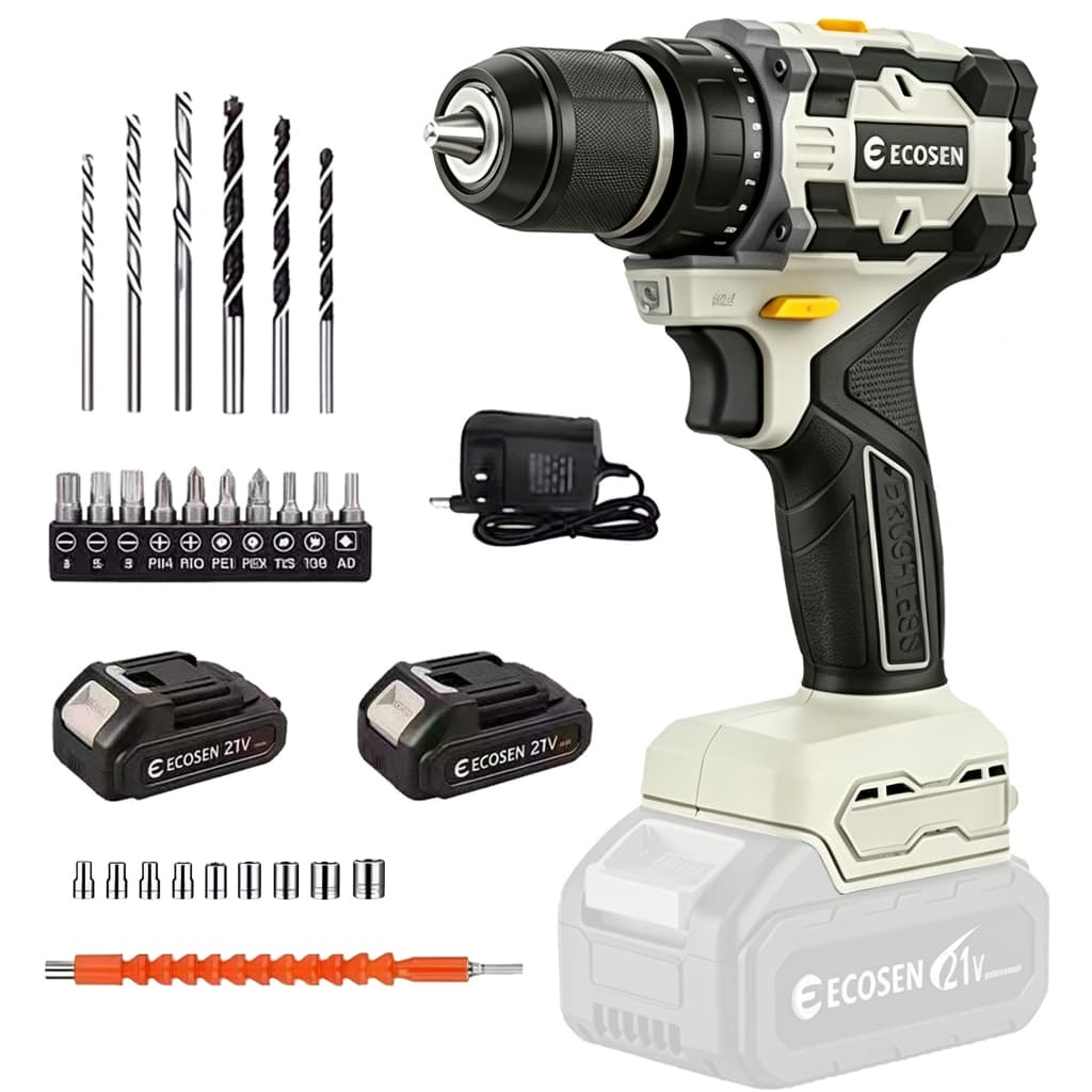 Furadeira Parafusadeira 21V 85N.m Tensão universal 110V/220V ECOSEN PRO versão profissional