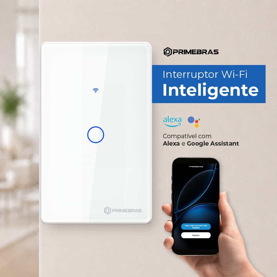 Interruptor Touch 1 Botão Wi-Fi TP1001 Branco