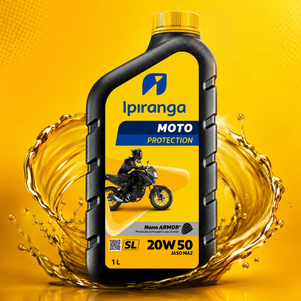 Óleo Ipiranga Moto Protection 20W50 SL JASO MA2 1L Nano Armor para Motocicleta