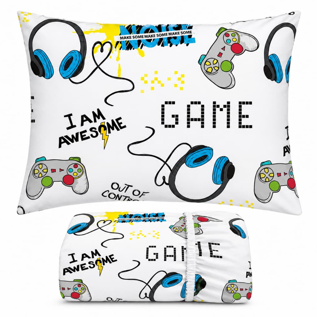 Jogo de Lençol Solteiro 2 peças Lençol Elástico com Fronha Estampada Menino