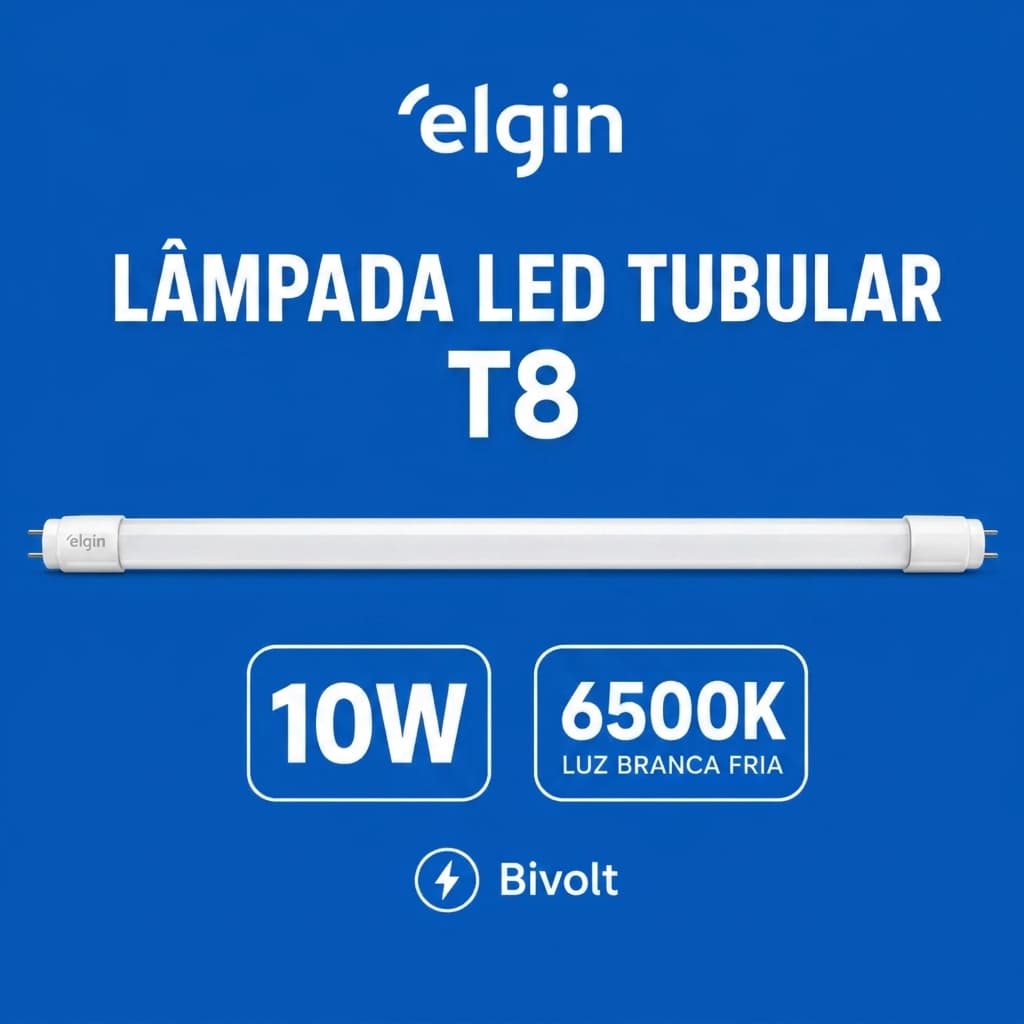 Lâmpada Led Tubular 10W 6500K Branco frio LD T8 Bivolt Elgin