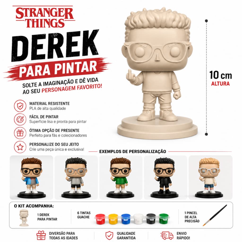 Boneco Stranger Things Para Pintar | Personagens Colecionáveis + Tintas e Pincel