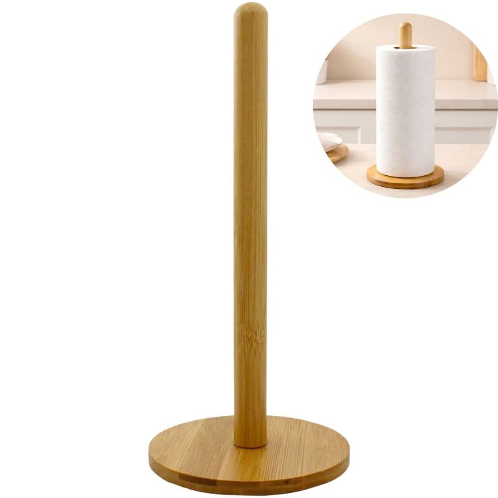 Porta Papel Toalha Bambu Bancada Mesa Suporte Elegante Resistente Moderno Cozinha ENVIO IMEDIATO