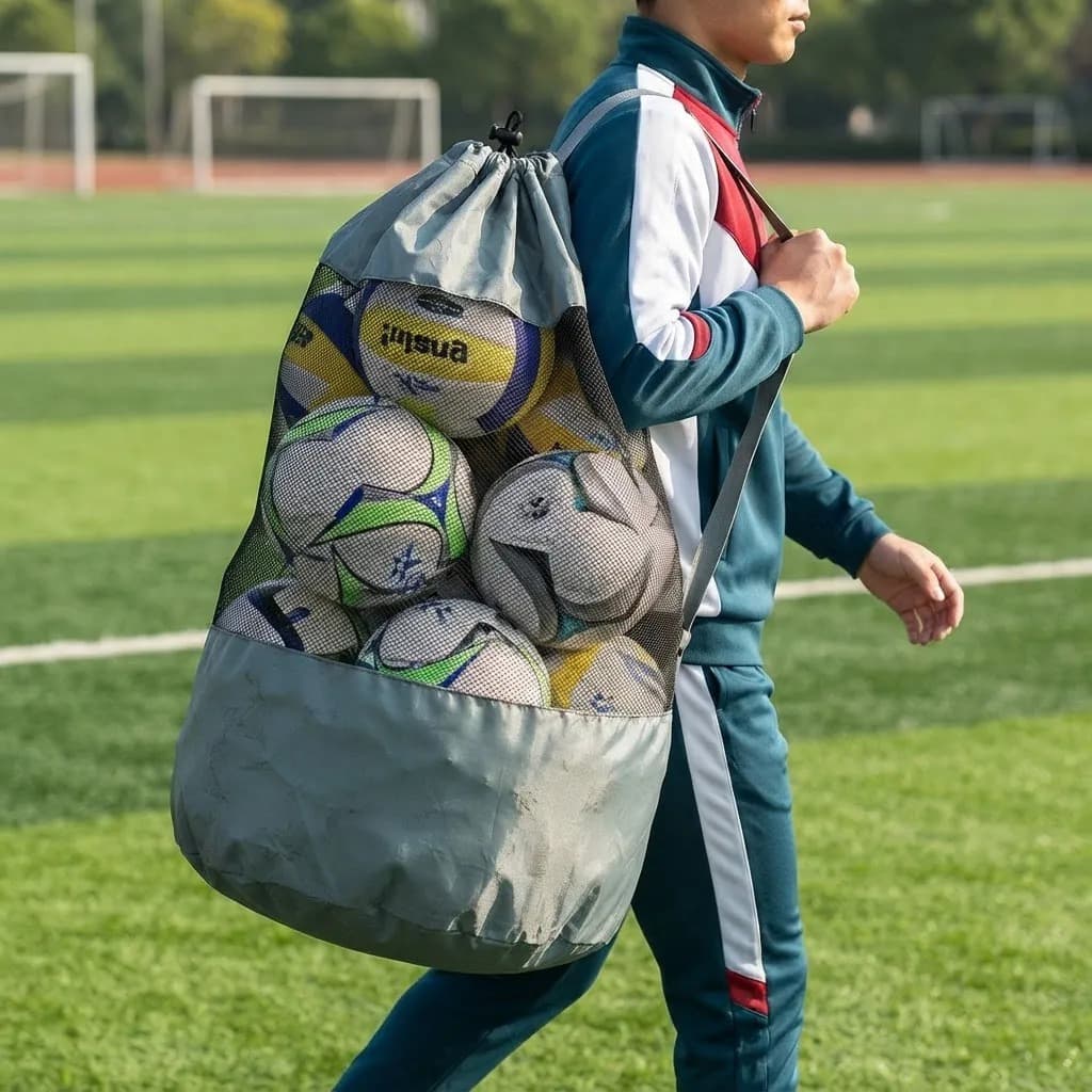 Porta Bolas De Futebol Cinza Tamanhos P M G e GG Basquete Vôlei futsal saco de bola Grande Para Quadra e Campo