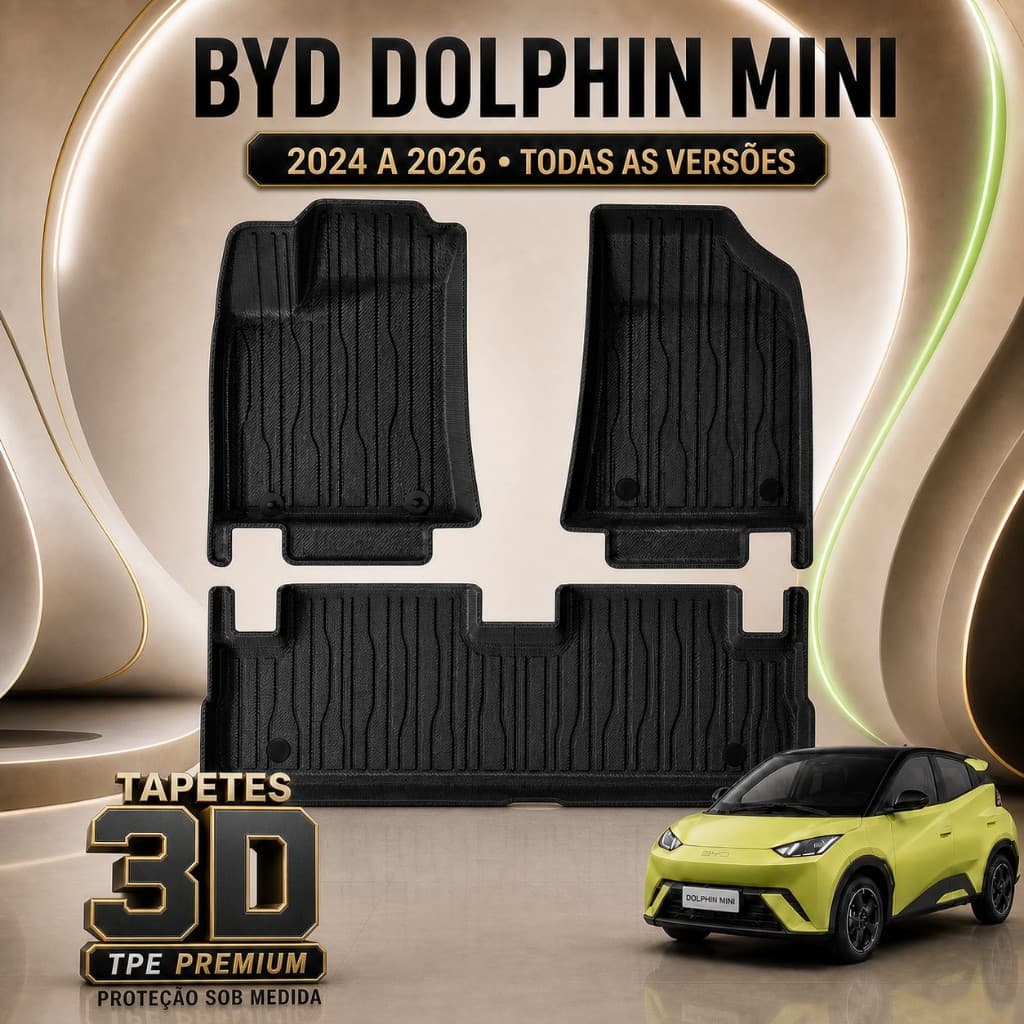 Jogo de Tapetes Com 3 Peças Premium Bandeja De Borracha Tpe 3D Para Byd Mini Dolphin 2024 - 2026