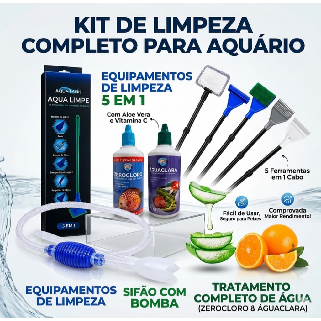 Kit de Limpeza Completo para Aquário – Água Cristalina e Peixes Saudáveis