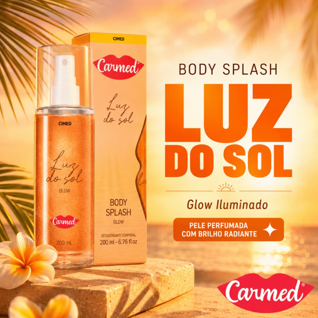 Body Splash Carmed Luz Sol Glow 200ml Cimed Original Perfume Corporal Feminino Baunilha Jasmim