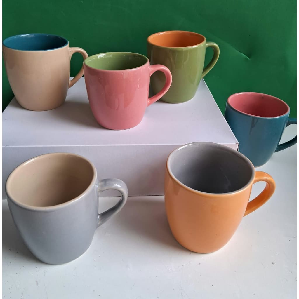 Jogo 6 Caneca Xicara Café Chá 170ml Porcelana Lisa Colorida Xicara Cor Colorida Cozinha Cafe Cha Leite Casa Cozinha