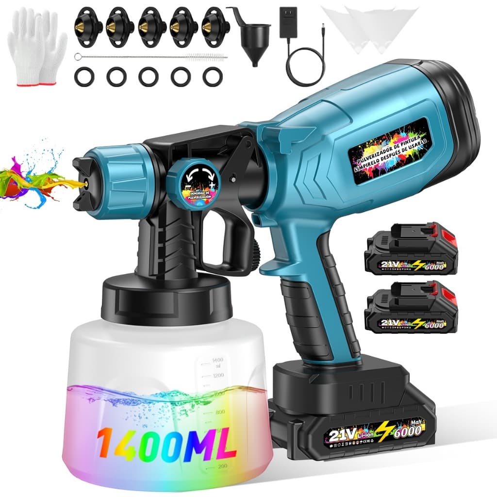 Pintora elétrica de 1500 W e 1400 ML — pintora elétrica 21 V, ideal para pintar cercas e paredes