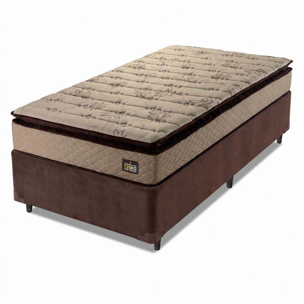 Cama Box Solteiro Colchão Espuma D33 Pillow Top Van Gogh 88x188x67cm Marrom Hellen - Suporta até 120