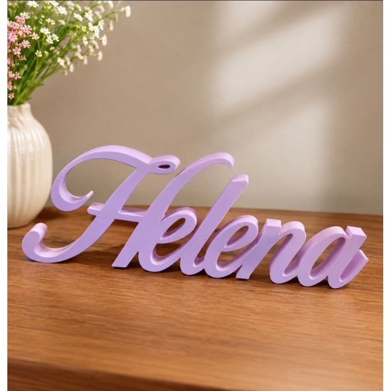 💜 Nome Helena Hellena Helenna Decorativo Lilás Letreiro de Mesa Decoração Quarto Infantil Bebê Menina Presente Delicado