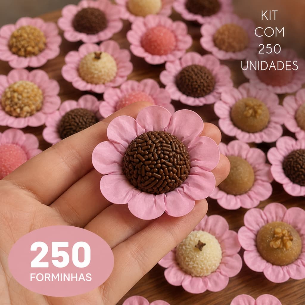 250 Forminhas Doces Finos Flor Garden Luxo – Casamento, Festa e Eventos Elegantes