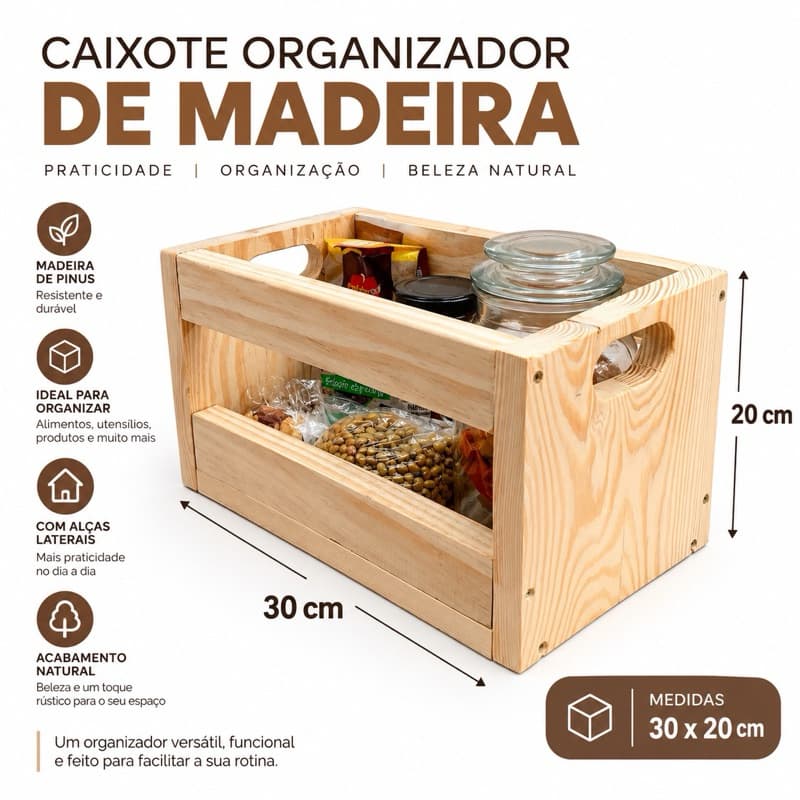 Caixote caixa organizadora, feita em madeira, para brinquedos utensílios ferramentas alimentos