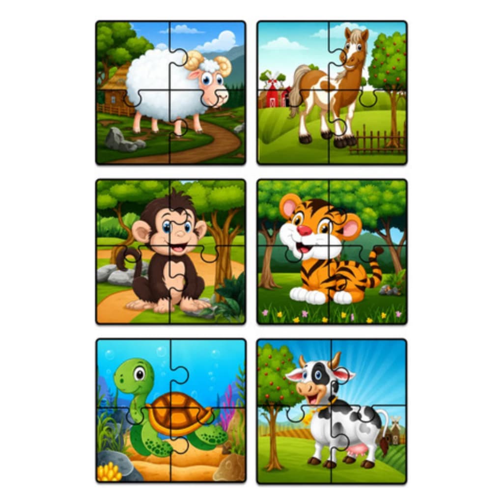Kit 6 Quebra Cabeça infantil Animais Floresta Fazenda - Brinquedo Educativo