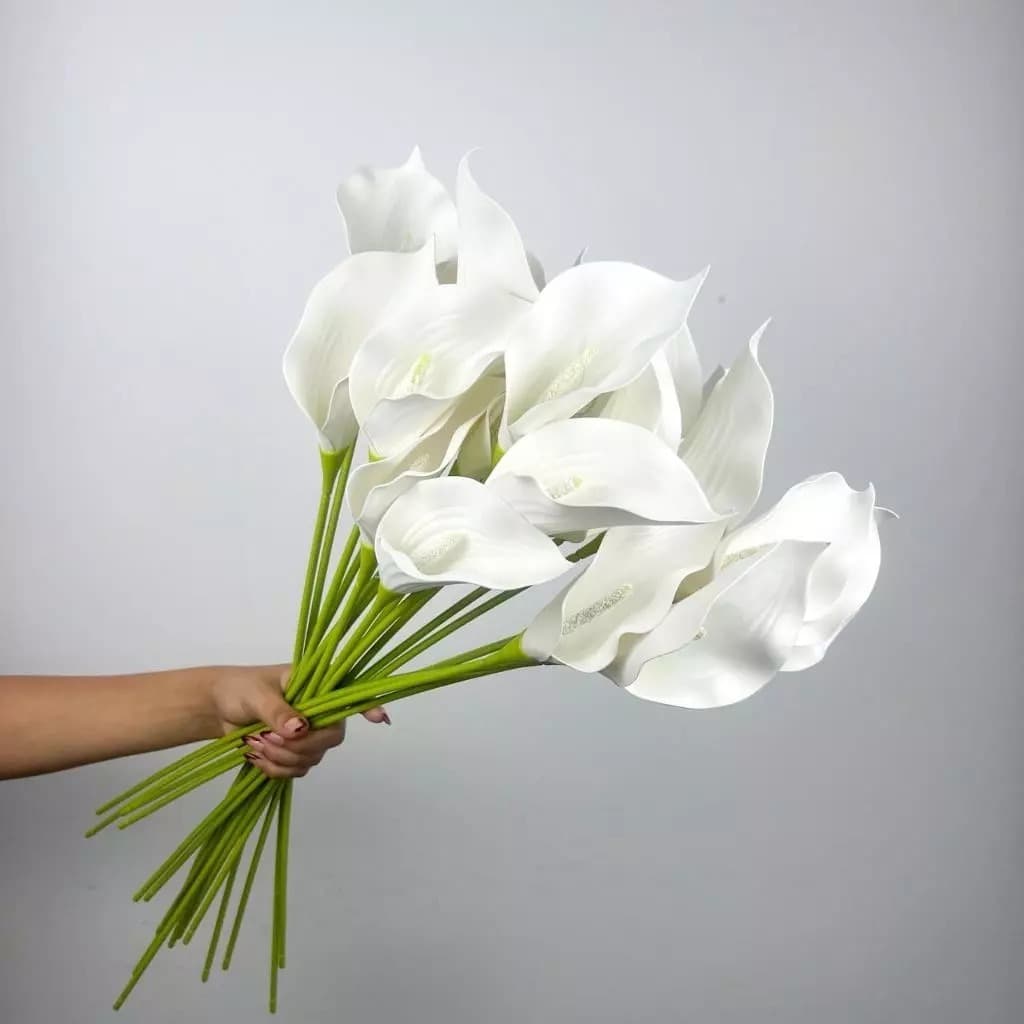 🛍️Copos de Leite Artificial Emborrachado Grande Toque Real p/ Decoração Arranjo, Casa, Casamento - HS800186