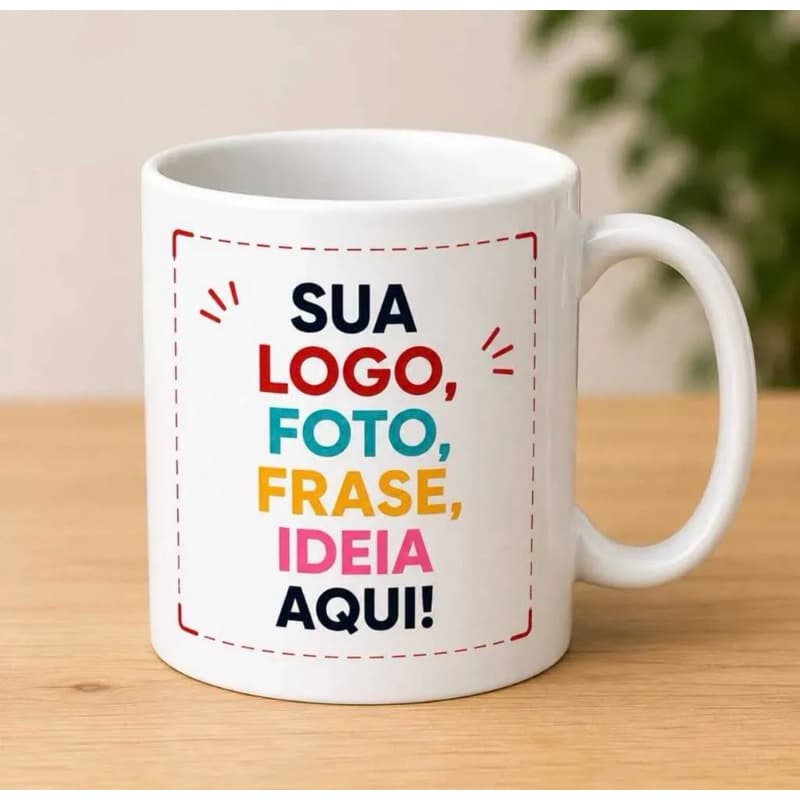 Caneca Xicara Personalizada - Kit com 15 e 30  - Sua Foto Logo Arte Texto Branco