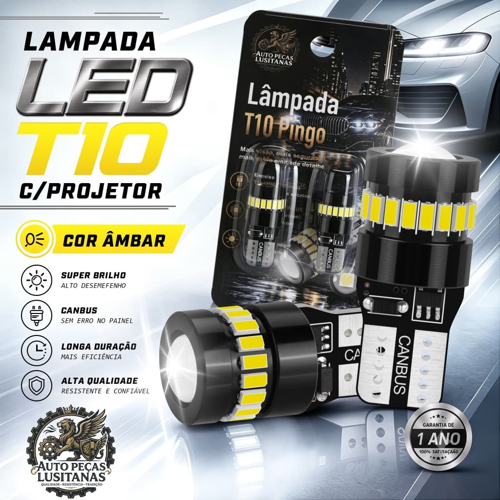Par Lâmpadas Pingo T10 18+1 Projetor Canbus 6.000k Luz Bem Forte Leds