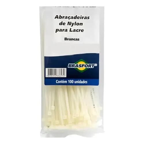 Abraçadeira Nylon Branca 3,6 x 200mm Organiza Cabos Fiação de Rede Fita Gato