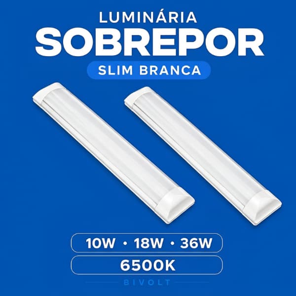 Kit 2 Luminárias Led Sobrepor Slim 10W 18W 36W 6500k Branco frio Bivolt Elgin
