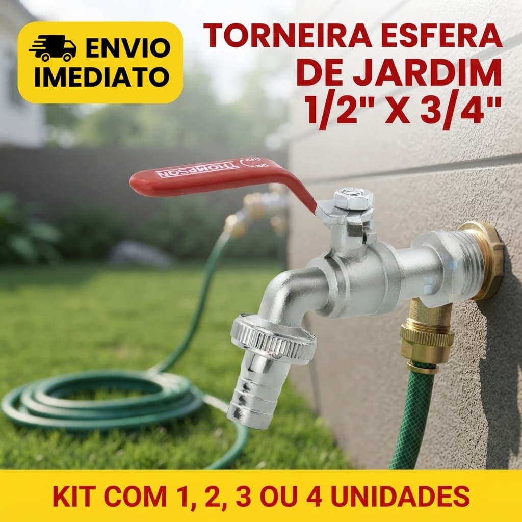 Torneira Jardim Esfera com Bico 1/2 x 3/4 Latão Polido Brilhante Jardim Quintal Tanque Mangueira Alavanca