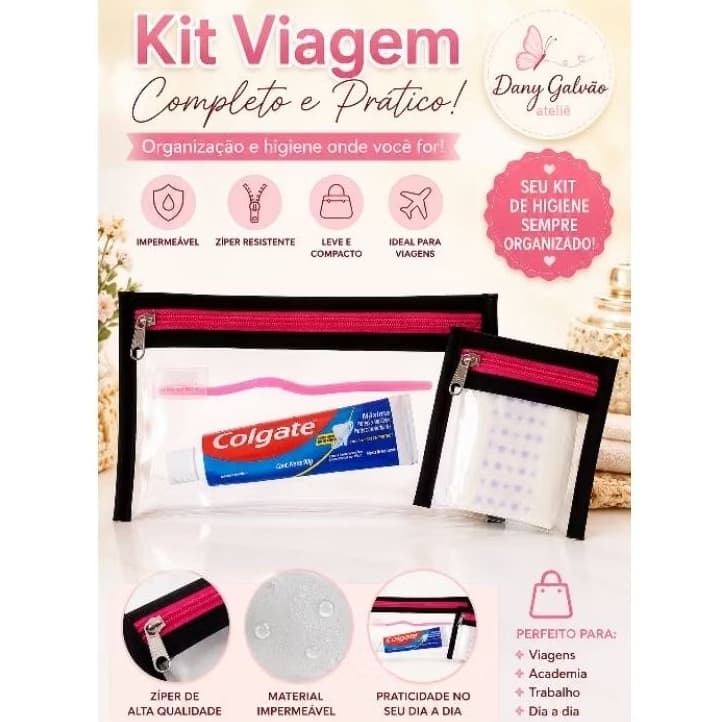 kit transparente porta escova porta absorvente/bolsa transparente/Nécessaire multiuso