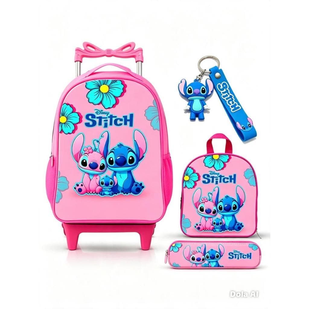 kit mochila lancheira estojo Stitch, mochila escolar Stitch Disney, material escolar Stitch, mochila infantil Stitch, mo