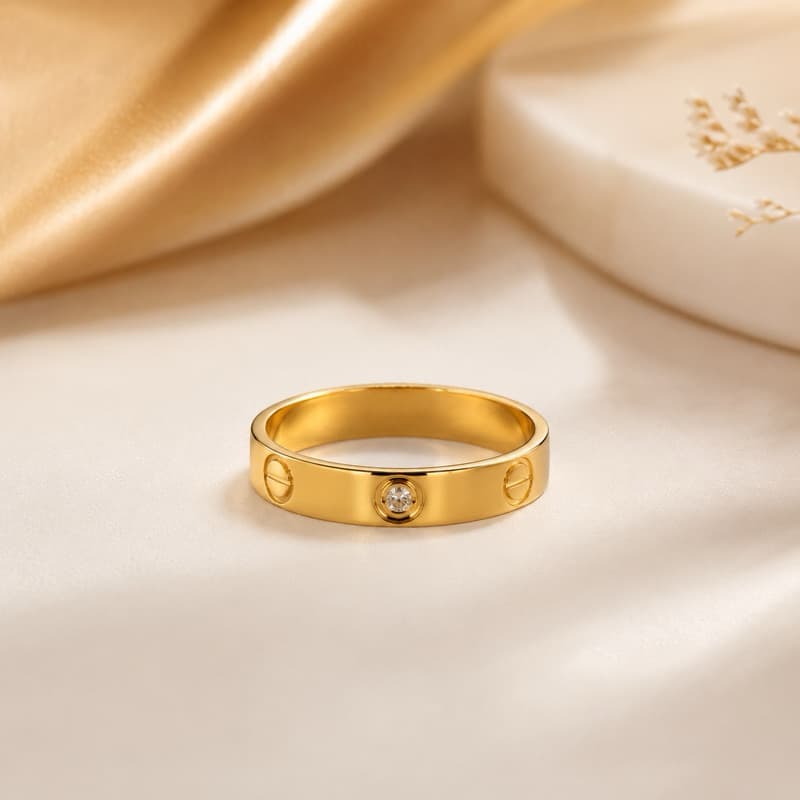 Anel Love Dourado Feminino Aço Inoxidável Não Escurece
