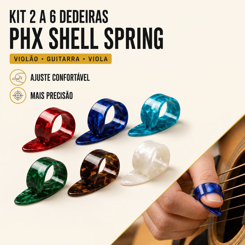 Kit 2 a 6 Palheta Dedeira para Violão Guitarra Viola PHX Shell Profissional Spring