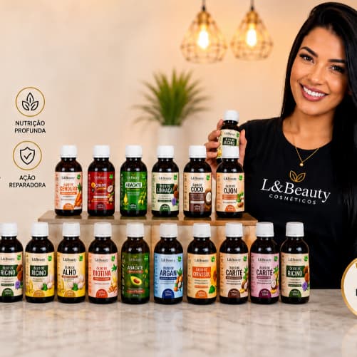 Óleo Capilar 60ml Vegano L&Beauty - Cronograma Capilar Hidratação Nutrição Crescimento Reconstrução