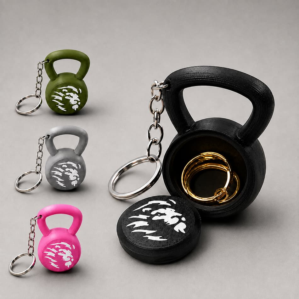 Chaveiro Porta Aliança Kettlebell Slim l Porta Anel Academia