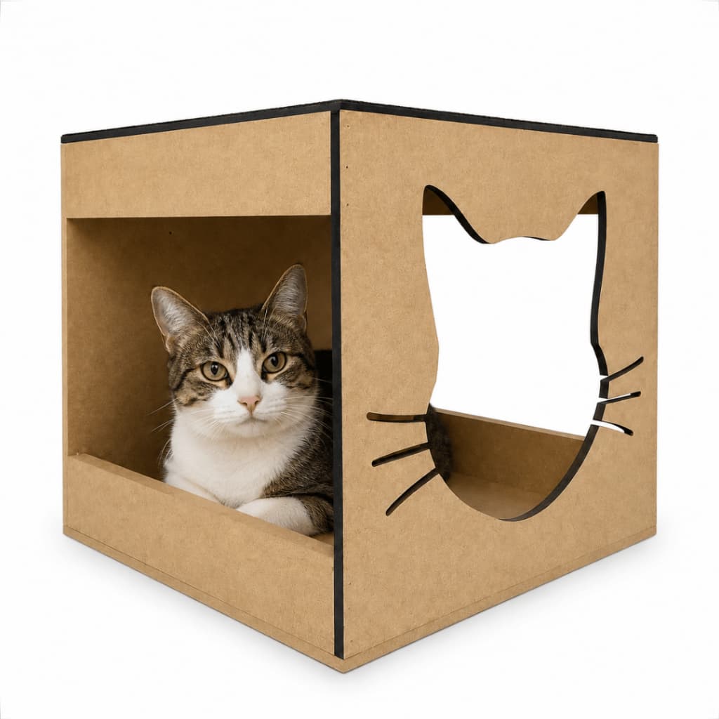 Nicho Toca Casa Para Gatos MDF Com Carpete Antiderrapante