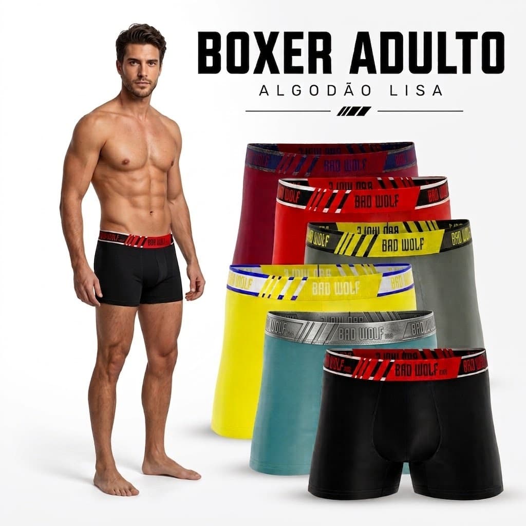 Kit Cueca Boxer Algodão Masculino Conforto Diário - 1 2 3 ou 5