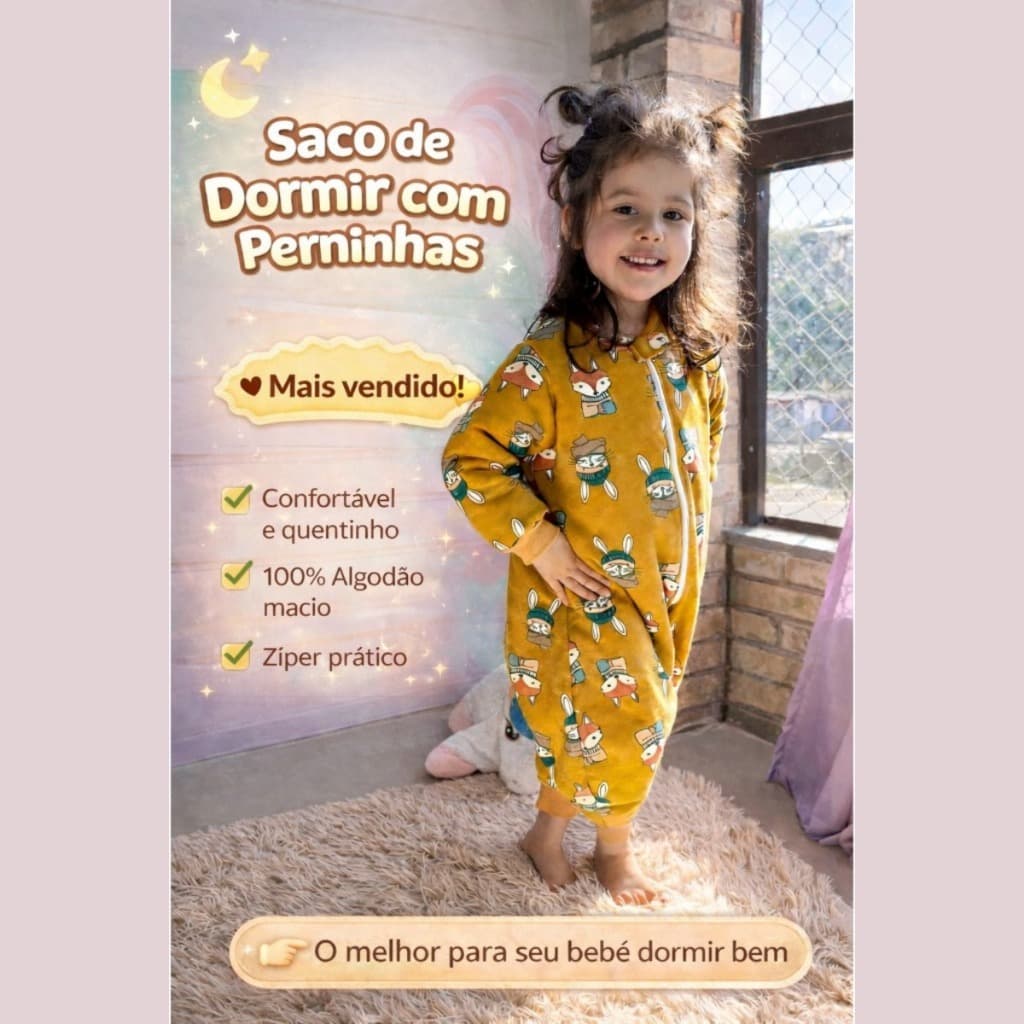 Saco de Dormir com Pernas Meia Estação TOG 2.5 Bebê e Infantil Acolchoado com Enchimento Forrado Edredom