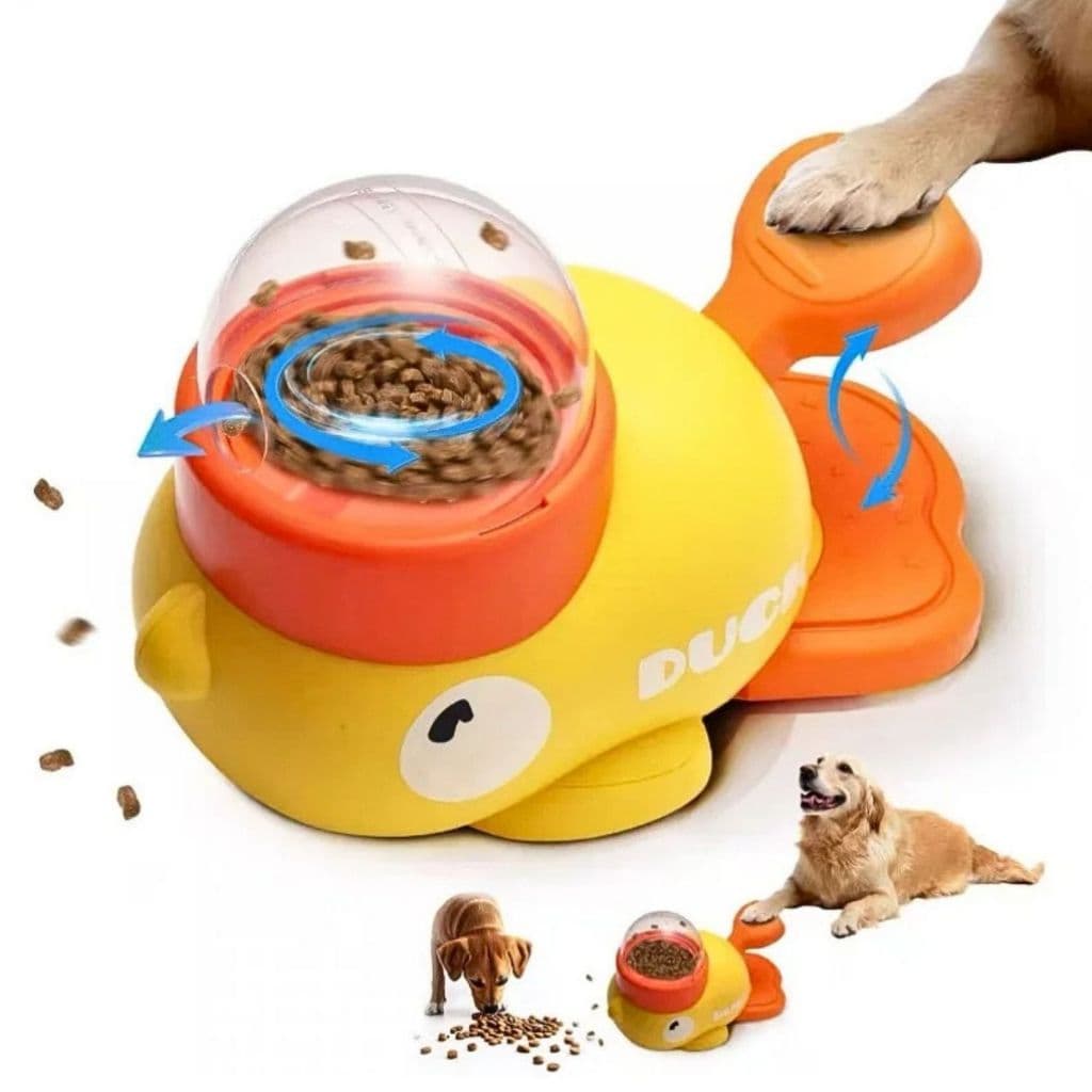 Pato Dispenser Ração Brinquedo Interativo Cães Petisco Ativo