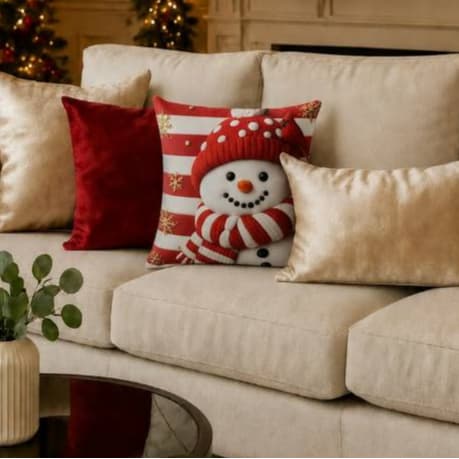 Kit Almofadas Natalinas 4 Peças com Baguete Cheia Decoração de Natal Sofá Almofada Decorativa - Envio Imediato