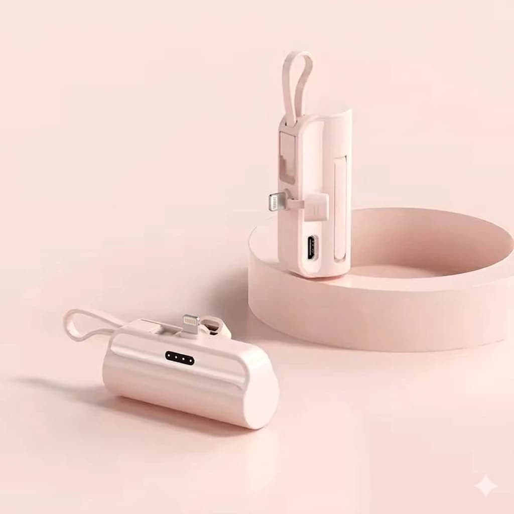 Power Bank Mini 5000mAh 2 em 1: carregue seu celular com praticidade e tenha energia extra sempre à mão, onde estiver!