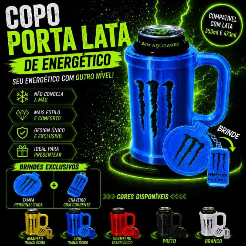 suporte de latas monster kit completo com brinde