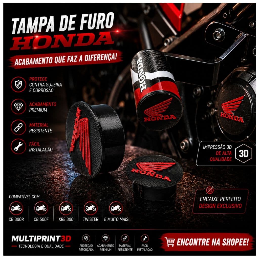 Par  Tampas Para Slider Mata Cachorro Moto Personalizada Honda 3D