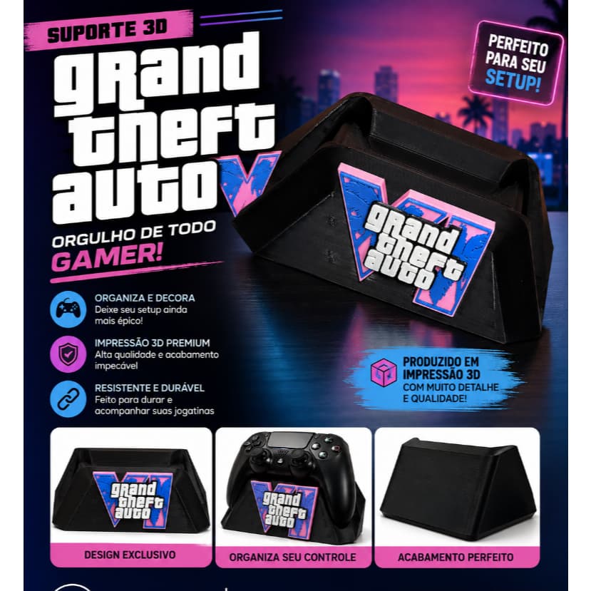 Suporte para Controle PS5 GTA V Grand Theft Auto 3D Gamer