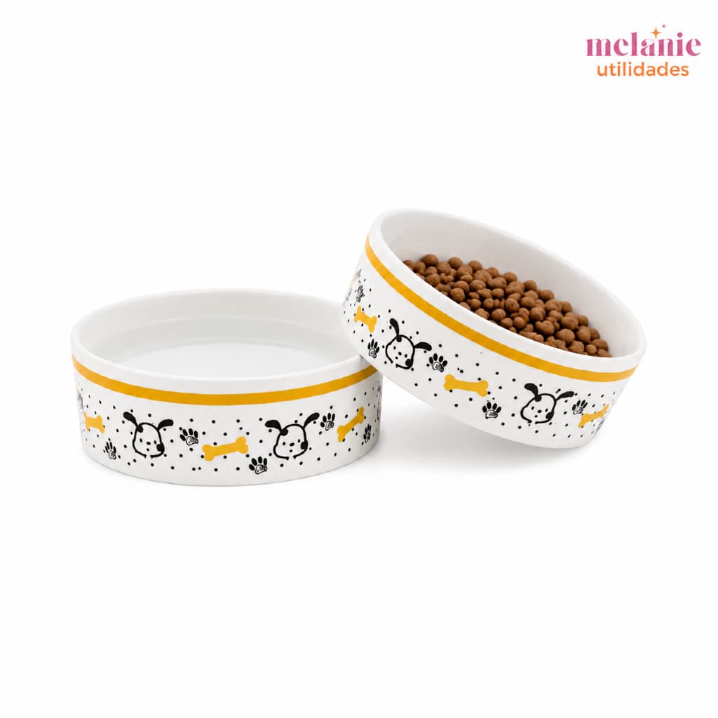 Kit 2 Comedouros para Cachorro 330ml Porcelana Decorada