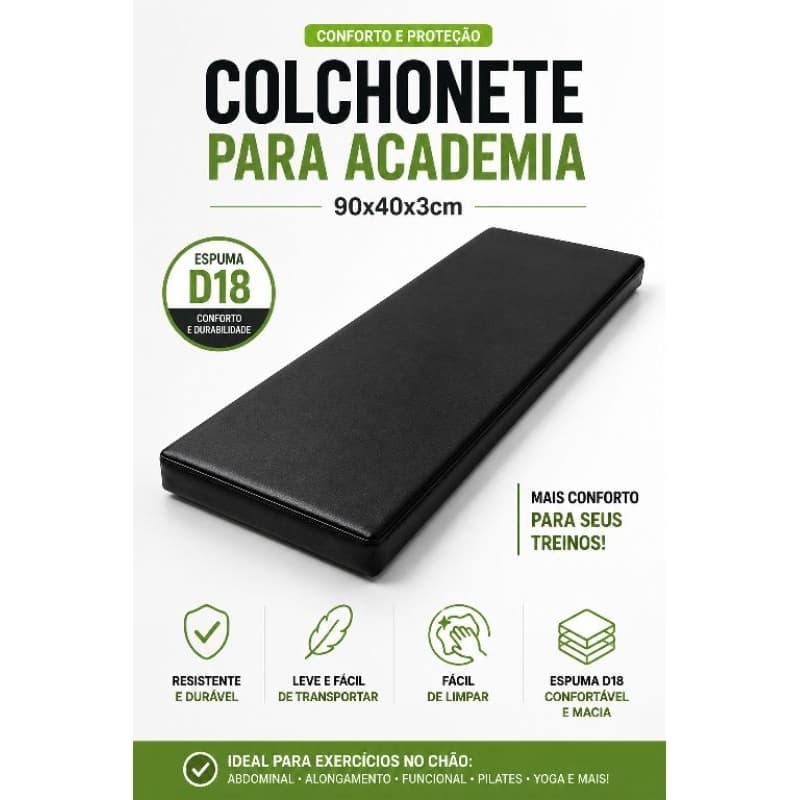 COLCHONETE PARA ACADEMIA 90x40x3CM – ESPUMA D18