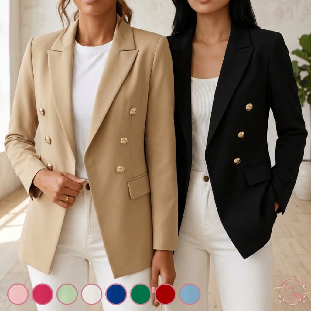 Blazer Alfaiataria Feminino Social Casaco com Botões Acinturado Moda