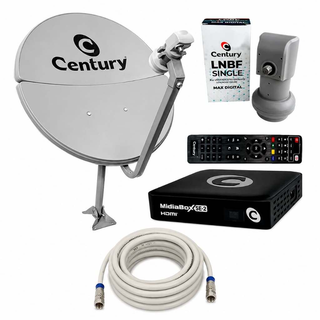 Receptor Century Se-2 Antena Banda Ku Bipartida E Lnbf Mono = cabo