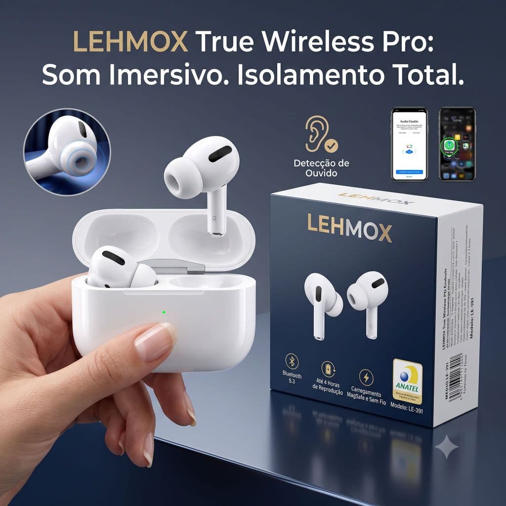 Fone de Ouvido Sem Fio Bluetooth Com Cancelamento De Ruído Pop-Up para iOS -GPS