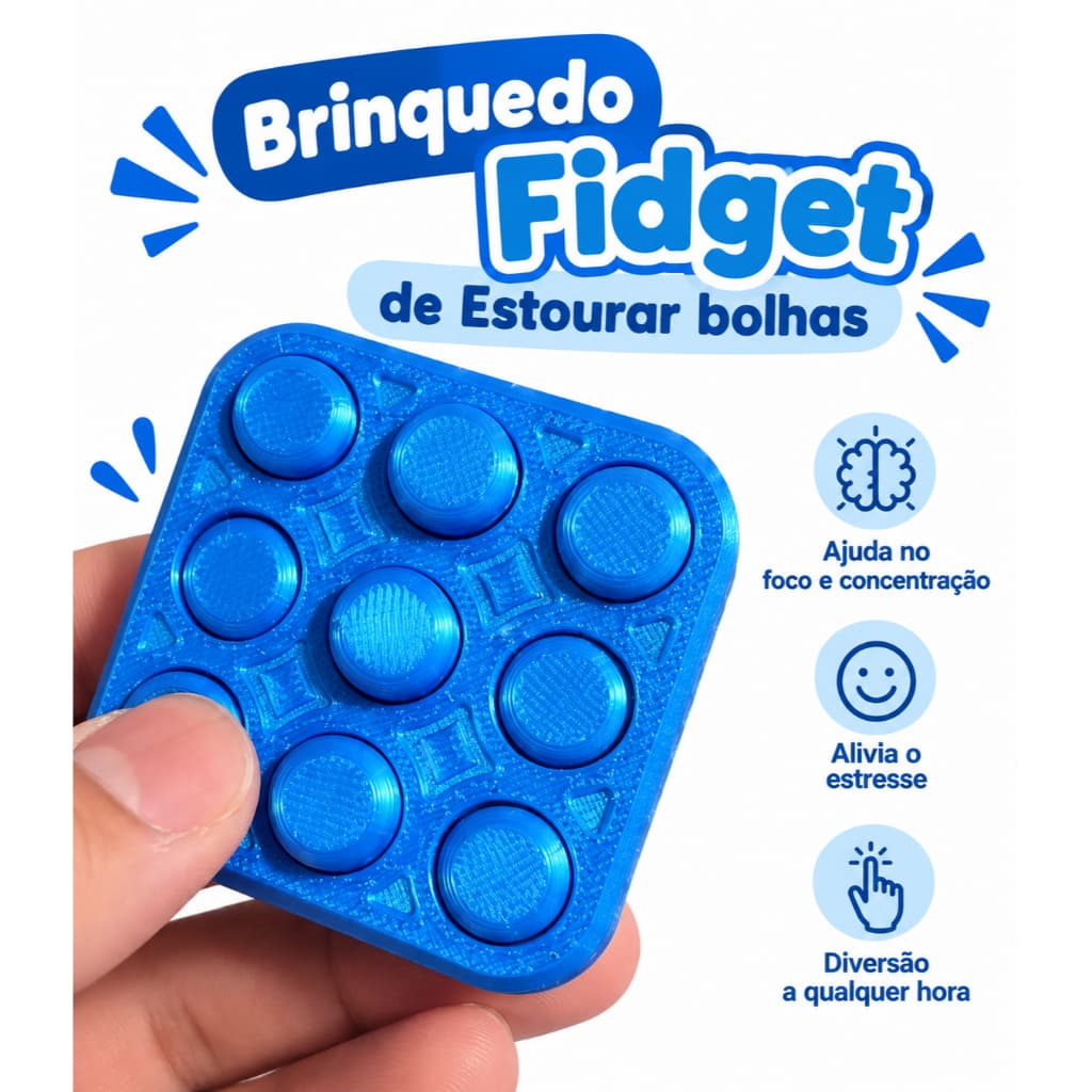 Brinquedo Fidget Estourador de Bolhas - Anti-Estresse e Diversão