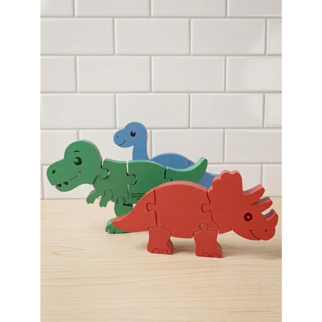 Kit com 3 Quebra Cabeça Infantil de Dinossauro para Montagem Educativo Montagem Rápida