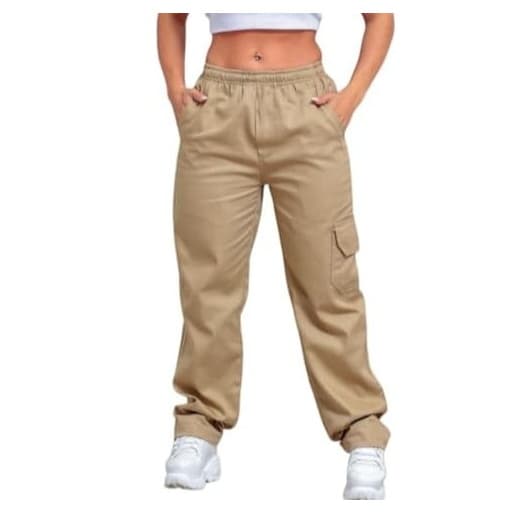 Calça Cargo Feminina jeans ou Sarja Fechamento No Cordão Com 6 Bolsos